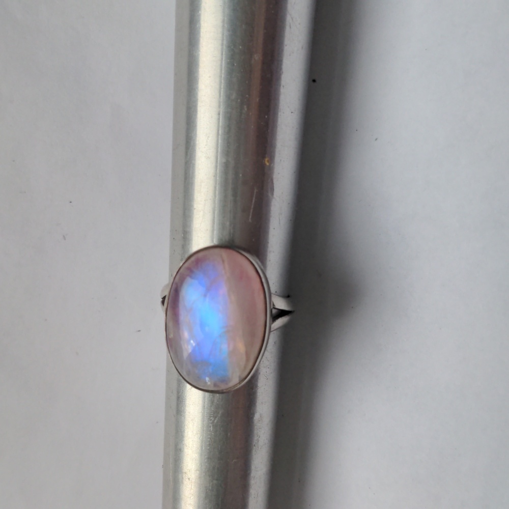 Sterling Silver Moonstone Ring,  8, New, Victorian Foil Design, Genuine Gemstone - Picture 4 of 7
